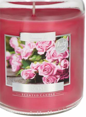 świeca świeczka duża zapachowa w szkle z wieczkiem 100 h - róża