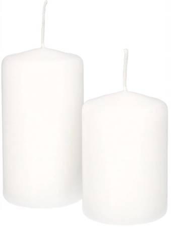 zestaw 4 świeczki świece stołowe stopniowane walec białe